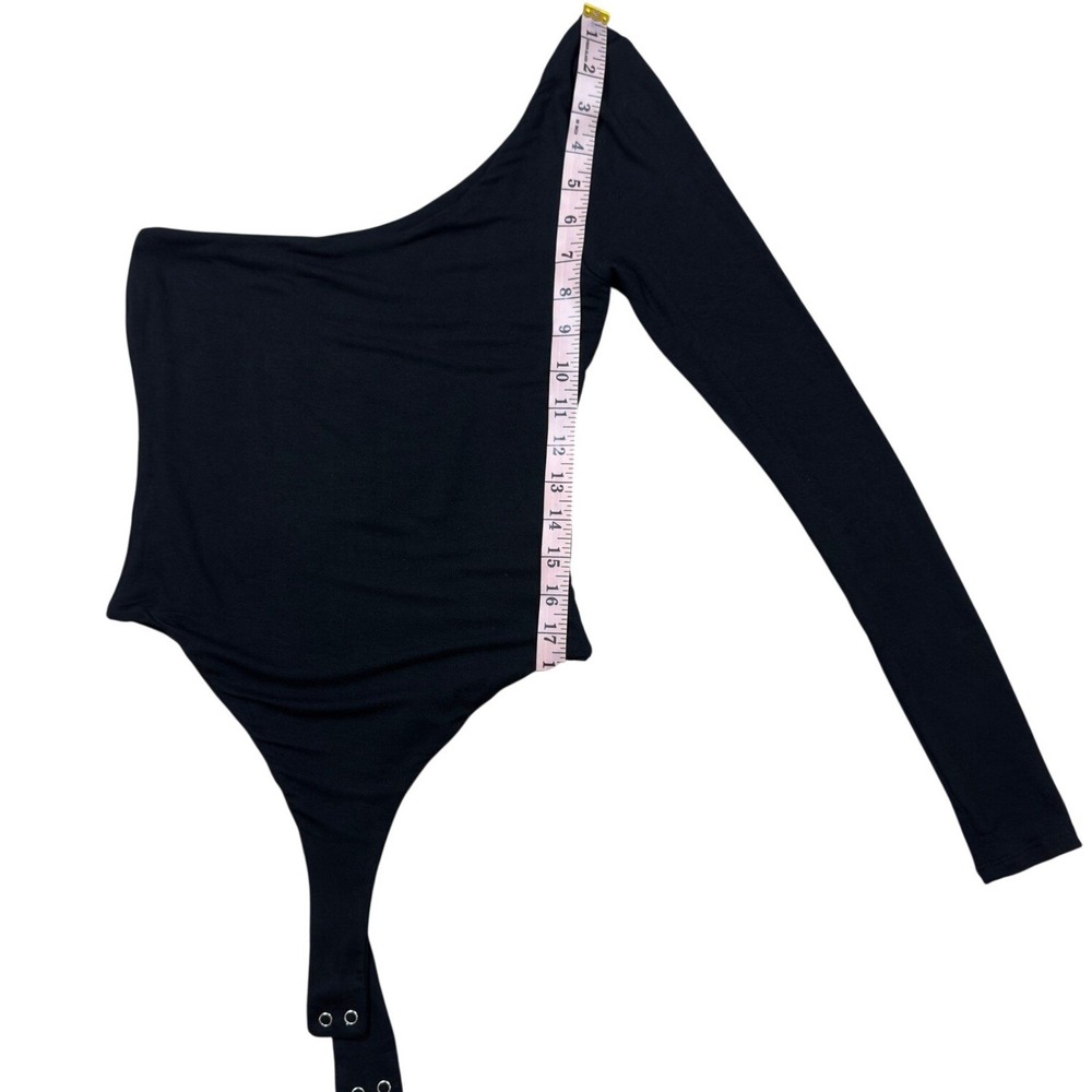 Naked Wardrobe One Shoulder Long Sleeve Bodysuit Black NW-B0062 Medium NWT - Picture 8 of 10